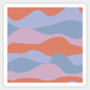 Colorful curved landscape with orange, pink and purple waveform horizons Sticker